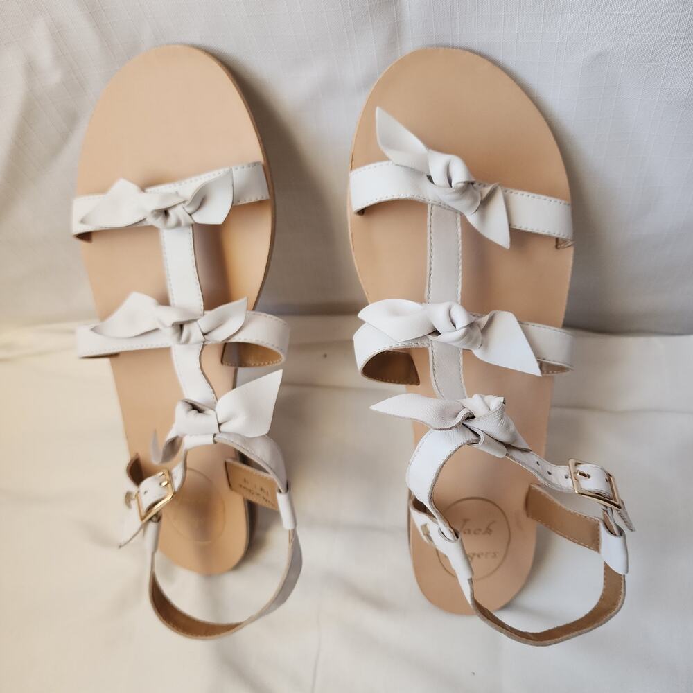 🎀 Jack Rogers Bow Strap Sandals New – Size 9.5 M – White & Tan Never Worn